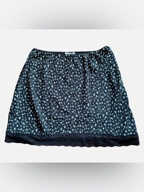 NWT American Eagle Outfitters Black Mini Slip  Floral Print Lace Trim